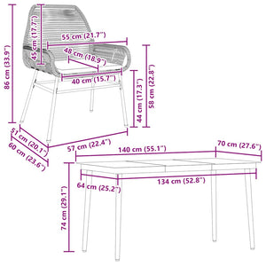 Matgrupp för trädgård med dynor 5 delar svart polyrotting glas