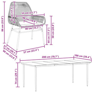 Matgrupp för trädgård med dynor 9 delar brun polyrotting glas