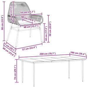 Matgrupp för trädgården med dynor 7 delar grå polyrotting glas