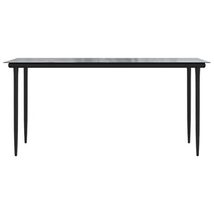 Matgrupp för trädgård med dynor 5 delar svart polyrotting glas