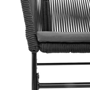 Matgrupp för trädgård med dynor 5 delar svart polyrotting glas