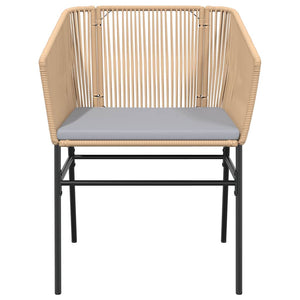 Matgrupp för trädgården med dynor 7 delar brun polyrotting glas