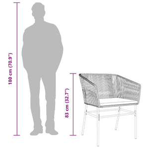 Matgrupp för trädgården med dynor 7 delar grå polyrotting glas