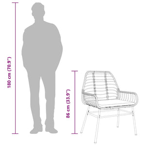 Matgrupp för trädgård med dynor 5 delar svart polyrotting glas