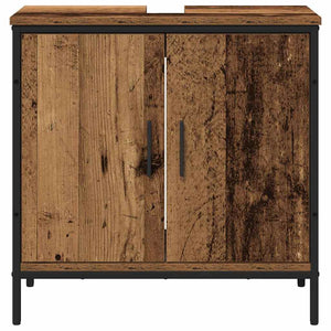 Badrumsmöbelset med hylla med dörr 2 pcs Brun Konstruerat trä