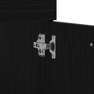 Badrumsmöbelset Väggmonterad 4 pcs Svart Ek Konstruerat trä