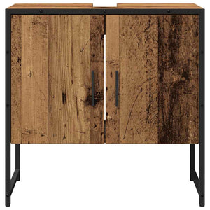 Badrumsmöbelset Väggmonterad 2 pcs Brun Konstruerat trä