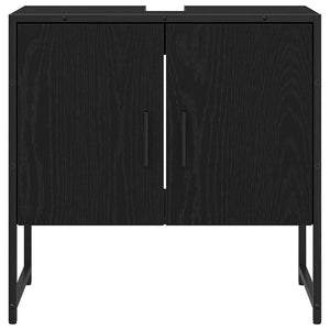 Badrumsmöbelset Väggmonterad 2 pcs Svart Konstruerat trä