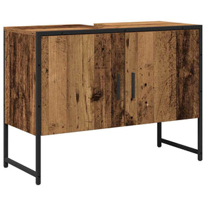 Badrumsmöbelset Väggmonterad 2 pcs Brun Konstruerat trä