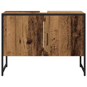 Badrumsmöbelset Väggmonterad 2 pcs Brun Konstruerat trä