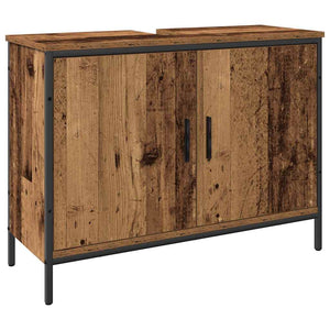 Badrumsmöbelset med hylla med dörr 3 pcs Brun Konstruerat trä