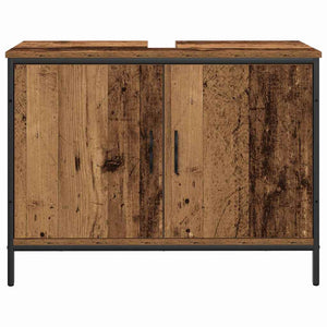 Badrumsmöbelset med hylla med dörr 3 pcs Brun Konstruerat trä