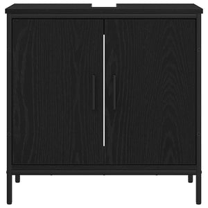 Badrumsmöbelset med hylla med dörr 3 pcs Svart Konstruerat trä