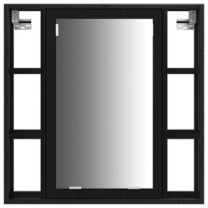 Badrumsinredning med hylla med dörr 3 pcs Svart Konstruerat trä