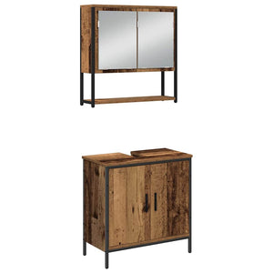 Badrumsmöbelset 4 pcs Brun 33 x 33 x 185.5 cm Konstruerat trä