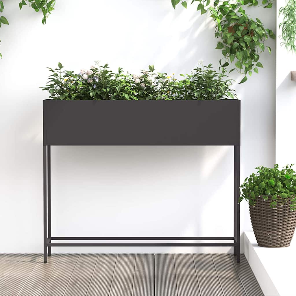 Höjdträdgårdsplanterare Svart 100 x 26 x 82 cm Stål