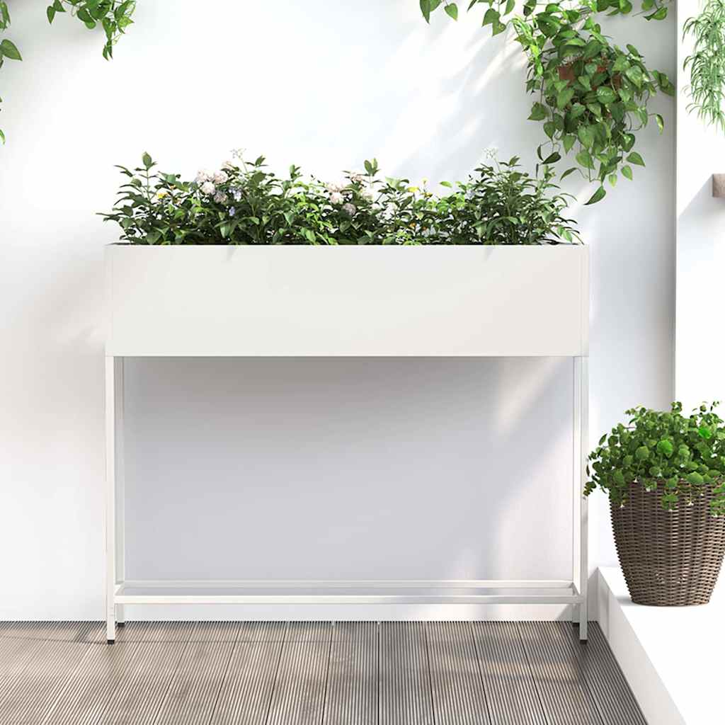 Höjdträdgårdsplanterare Vit 100 x 26 x 82 cm Stål