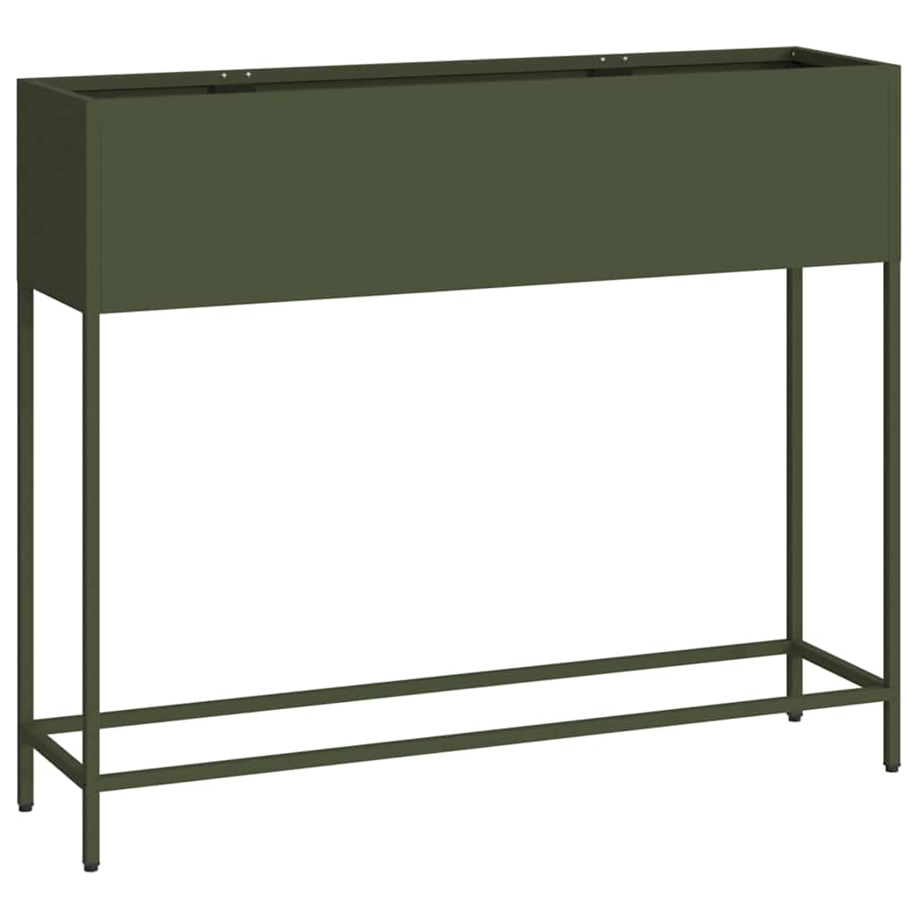 Höjdträdgårdsplanterare Olivgrön 100 x 26 x 82 cm Stål