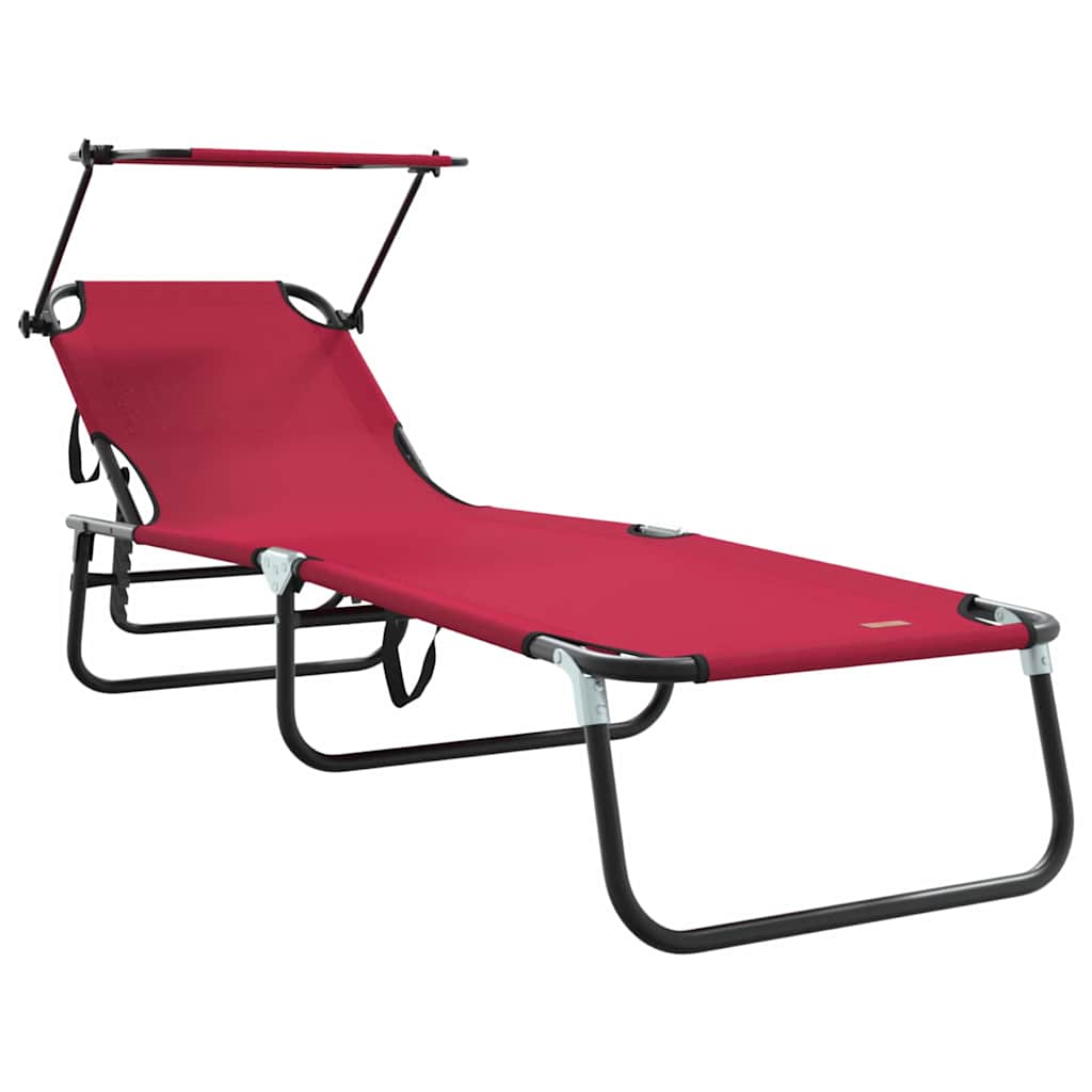 Hopfällbar solstol Röd 190 x 57 x 81 cm oxford