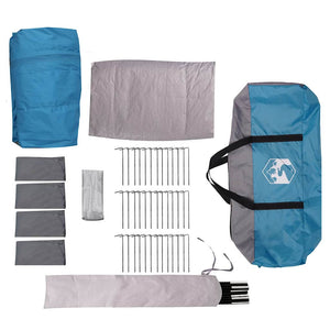 Familjetält med tak med lagring Blå och grå 745 x 700 x 217 cm