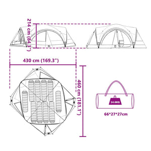 Familjetält med tak med lagring Grön och Grå 460 x 430 x 214 cm