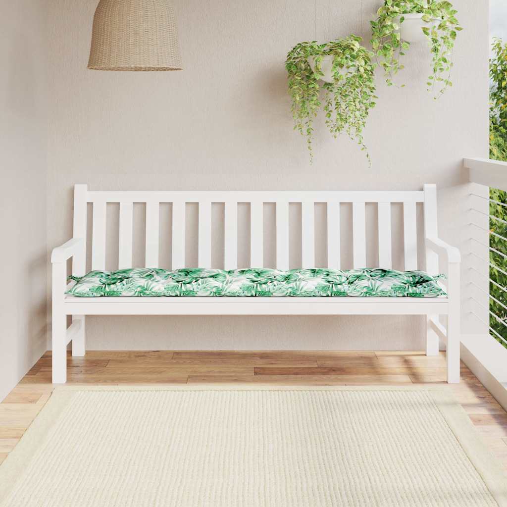 Bänkdyna för trädgården bladmönster 180x50x7 cm oxfordtyg