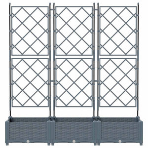 Trädgårdsplanterare 3 pcs Ljusgrå 120 x 40 x 125,5 cm Stål