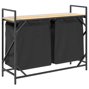 Tvättkorg 2 fack med hylla sonoma-ek