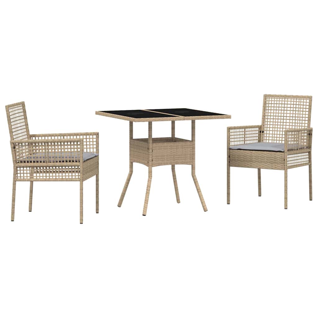 Trädgårdsmöbelset 3 st Beige konstrotting