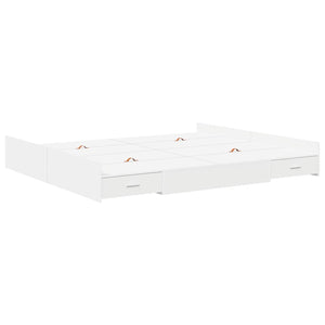 Förvaringssängram med låda Vit 180 x 200 cm Konstruerat trä