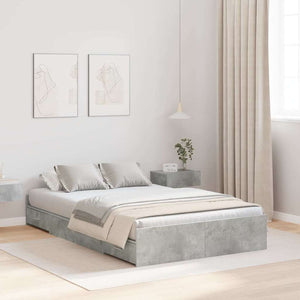 Förvaringssängram Betonggrå 120 x 200 cm Konstruerat trä