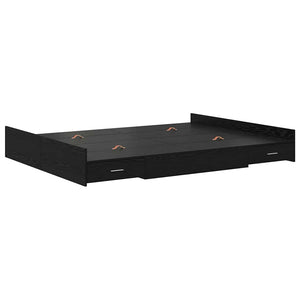 Förvaringssängram Svart Ek 135 x 190 cm Konstruerat trä