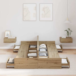 Förvaringssängram Artisan Ek 120 x 190 cm Konstruerat trä