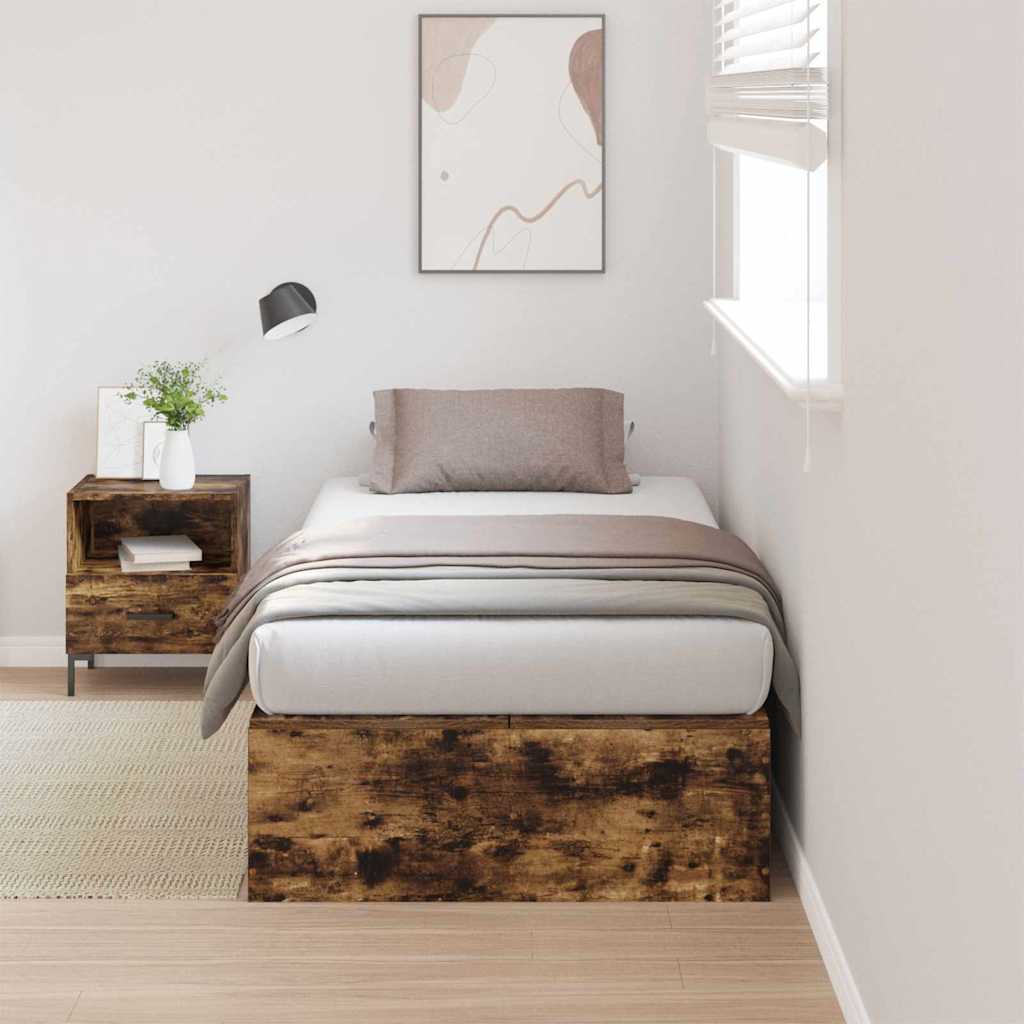 Förvaringssängram med dörr Rökt ek 70 x 190 cm Konstruerat trä