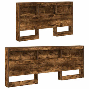 Förvaringshuvudgavel med hylla Rökt ek 150 cm Konstruerat trä