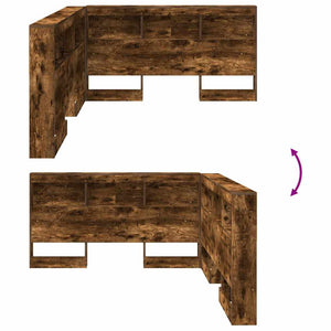 Förvaringshuvudgavel med hylla Rökt ek 150 cm Konstruerat trä