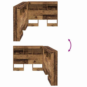 Förvaringshuvudgavel Gammalt trä 90 cm Konstruerat trä