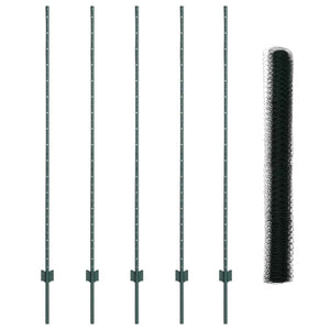 Stängsel med stolpe Grön 1,6 x 10 m Stål och PVC