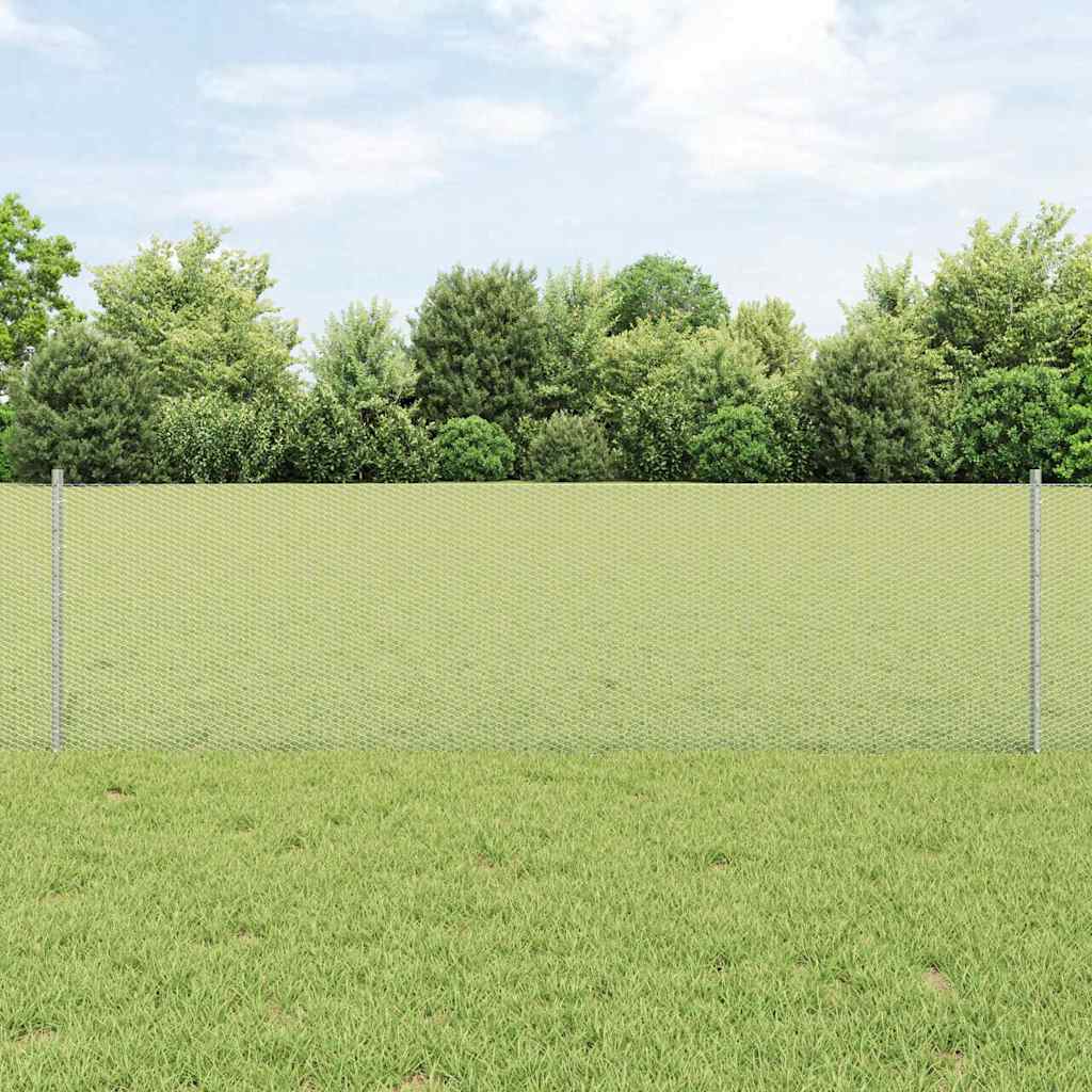 Sexkantigt staket med stolpe 100 x 0,6 m Galvaniserat stål Mesh