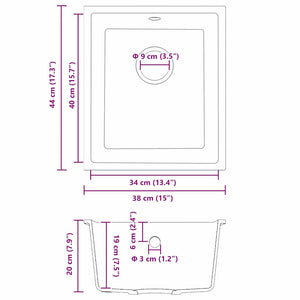 Diskho Vit 38 x 44 x 20 cm Granit