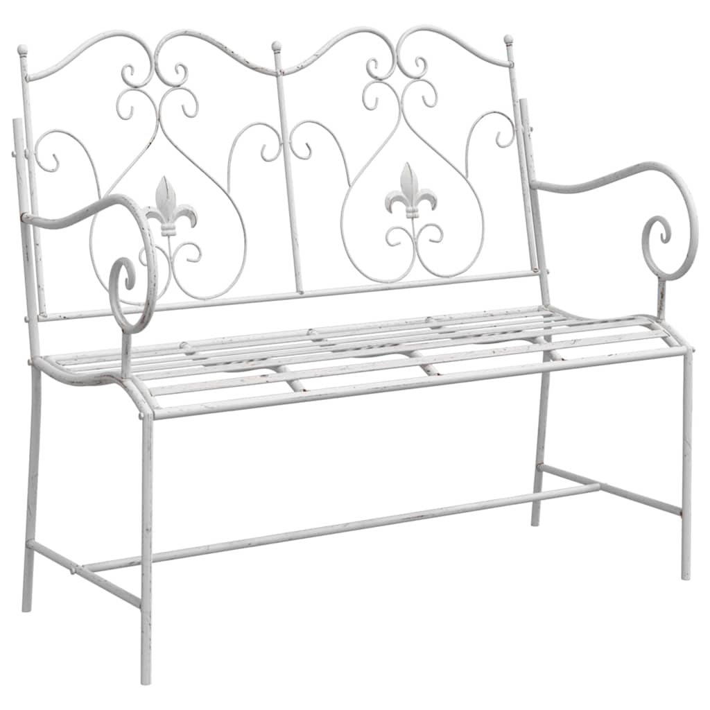 Trädgårdsbänk 2 -Seater 104 x 54 x 93 cm Stål Antik vit