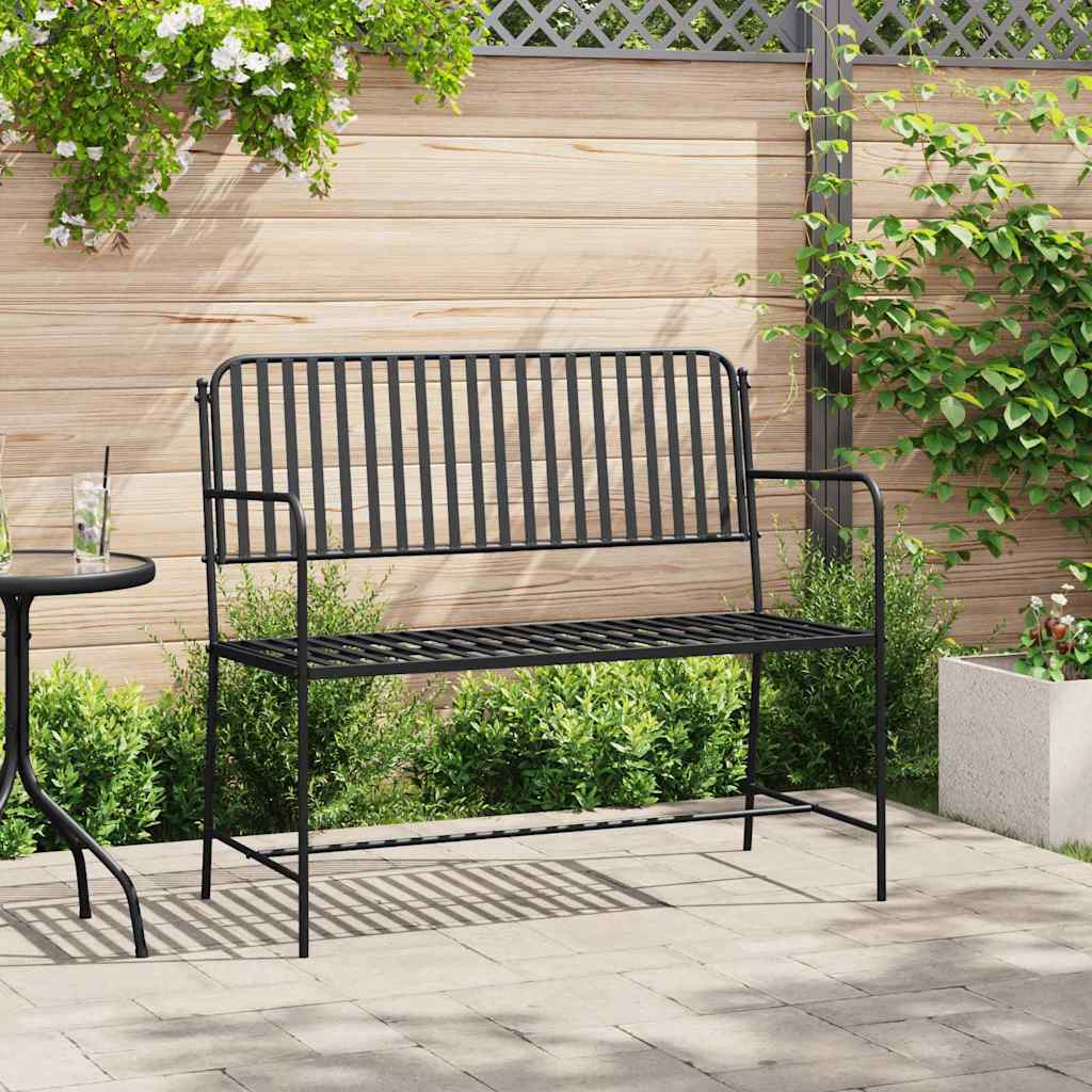 Trädgårdsbänk 2 -Seater 103,5 x 51,5 x 90 cm Stål Svart