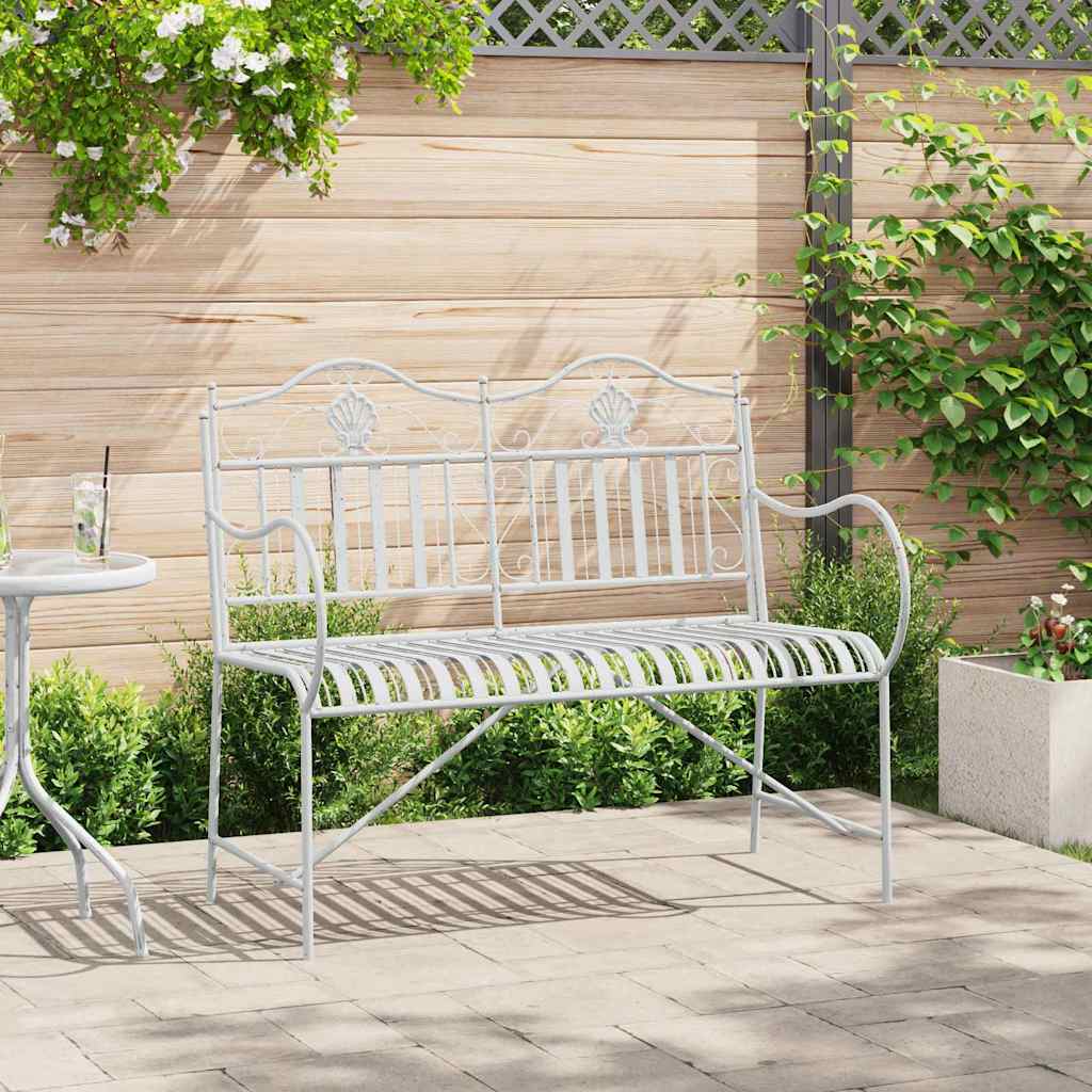 Trädgårdsbänk 2 -Seater 103,5 x 59 x 89 cm Stål Antik vit