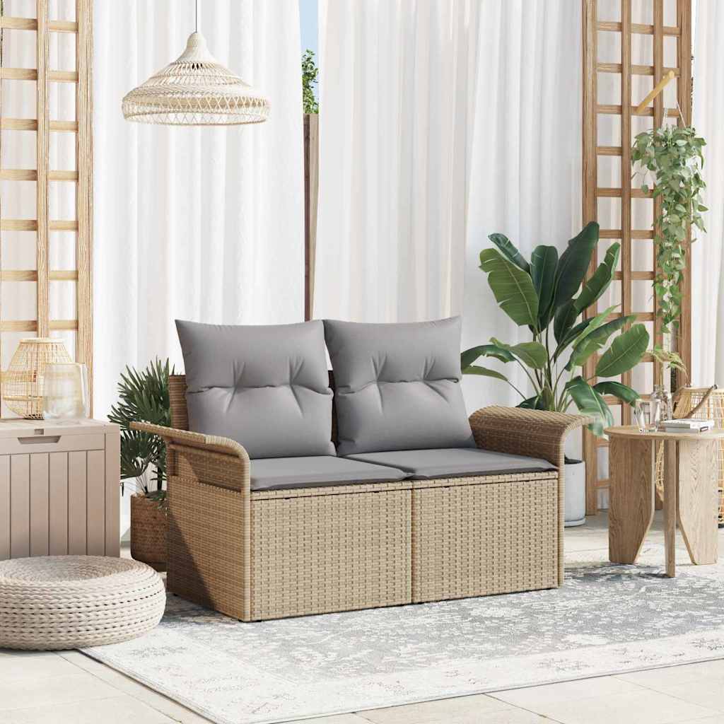Trädgårdsoffa med kudde Beige 141 x 62 x 69cm konstrotting