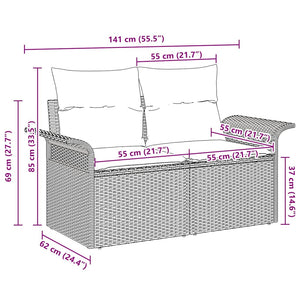 Trädgårdsoffa med kudde Beige 141 x 62 x 69cm konstrotting