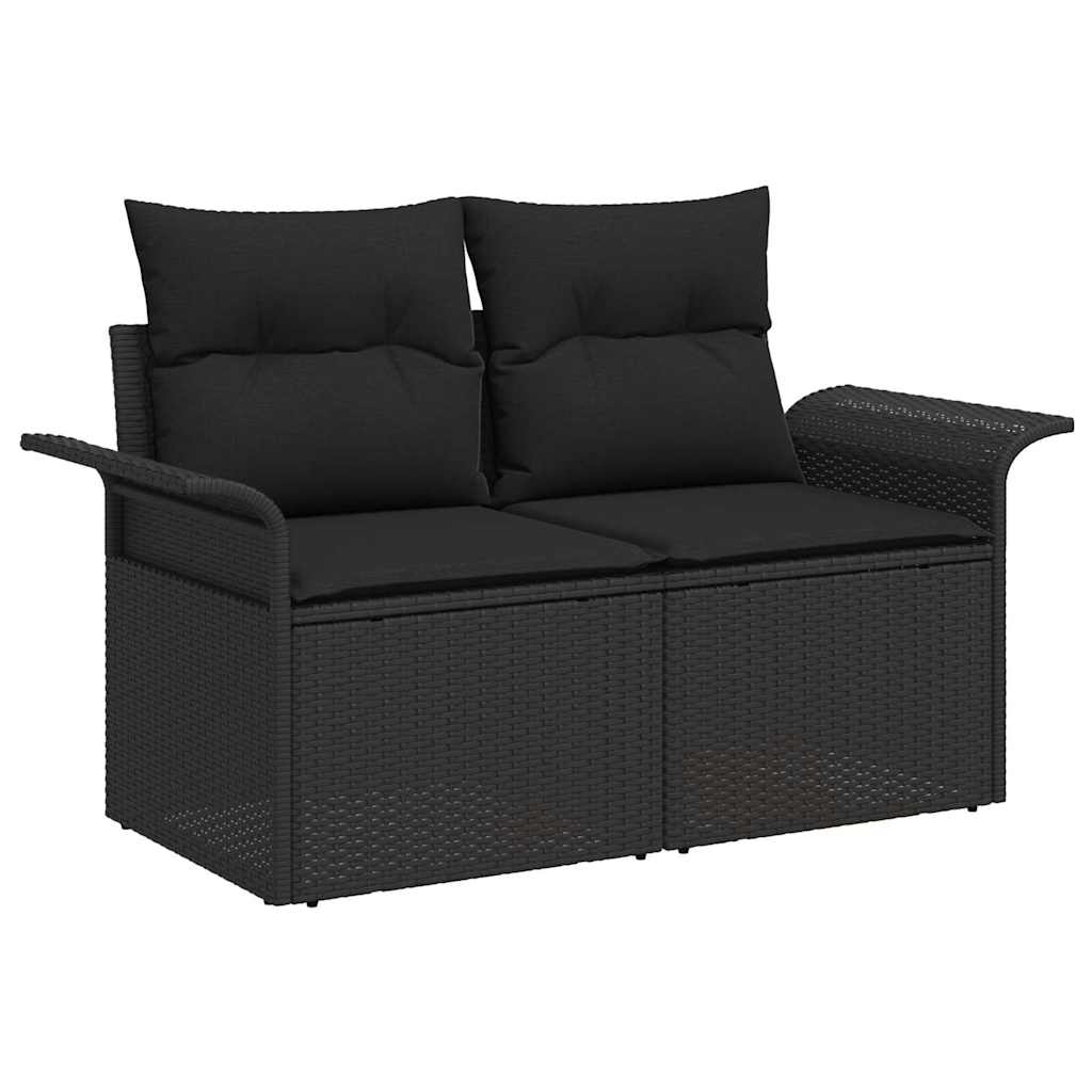 Trädgårdsoffa med kudde Svart 141 x 62 x 69cm konstrotting