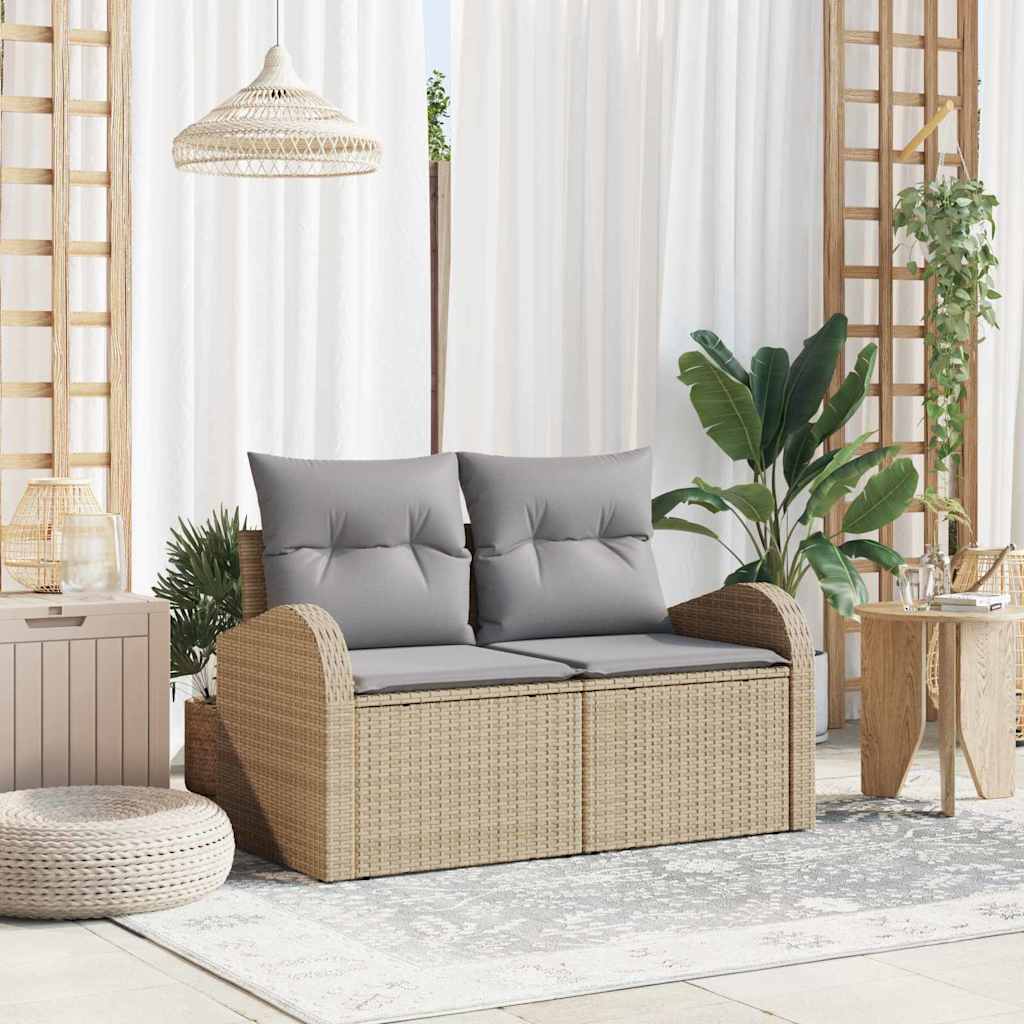 Trädgårdsoffa med kudde Beige 124 x 62 x 69 cm konstrotting