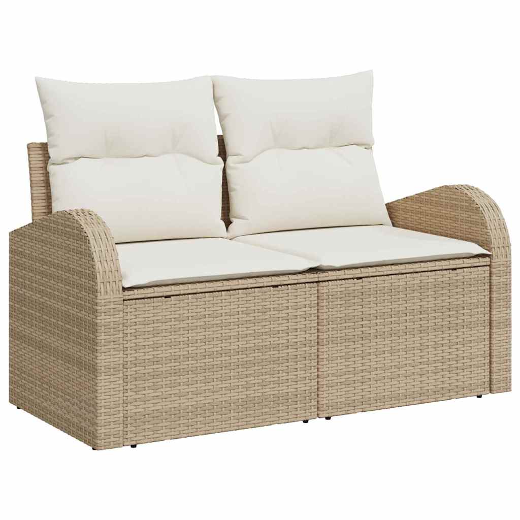 Trädgårdsoffa med kudde Beige 124 x 62 x 69 cm konstrotting