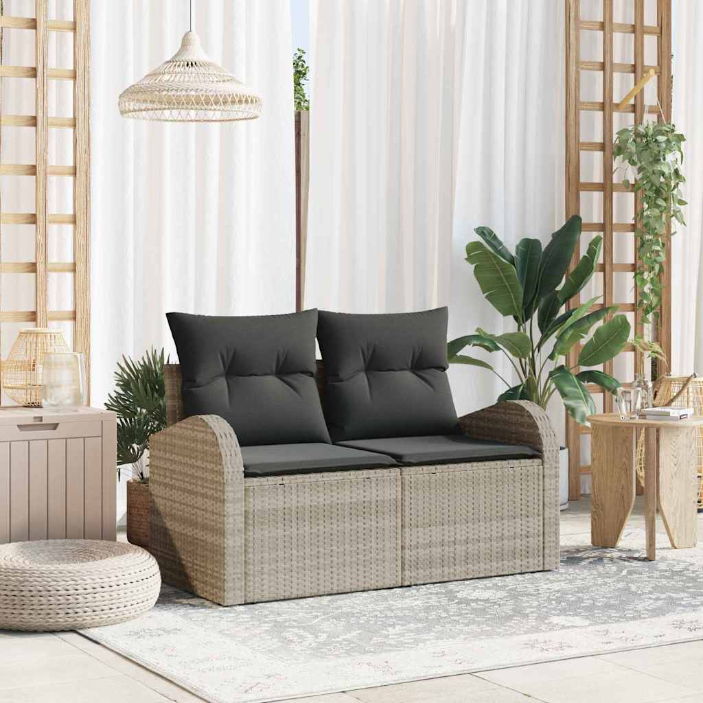 Trädgårdsoffa med kudde Ljusgrå 124 x 62 x 69 cm konstrotting