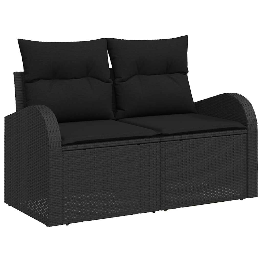 Trädgårdsoffa med kudde Svart 124 x 62 x 69 cm konstrotting
